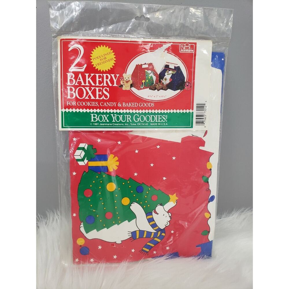 NEW Vintage Christmas Bakery Boxes‎ Gift Cookies Candy polar bear 2 pack retro